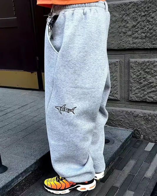 2025 New American Harajuku patterned logo embroidered casual trousers Y2K Hip-hop Gothic street loose men sportswear pants