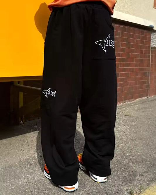 2025 New American Harajuku patterned logo embroidered casual trousers Y2K Hip-hop Gothic street loose men sportswear pants